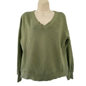 MADEWELL (Re)sourced Cotton V Neck Green Sweatshirt